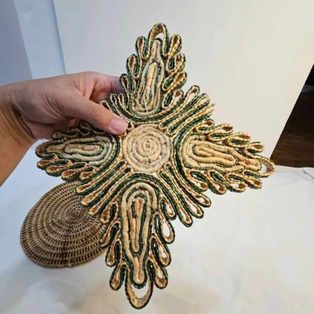 Vintage Woven Straw Trivets - Set of 2
